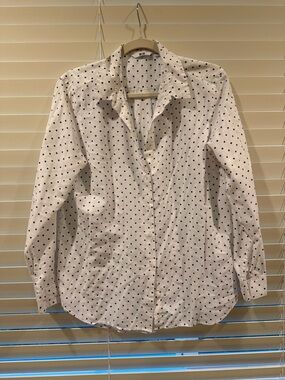 Uniqlo White Shirt with Black Polka Dots